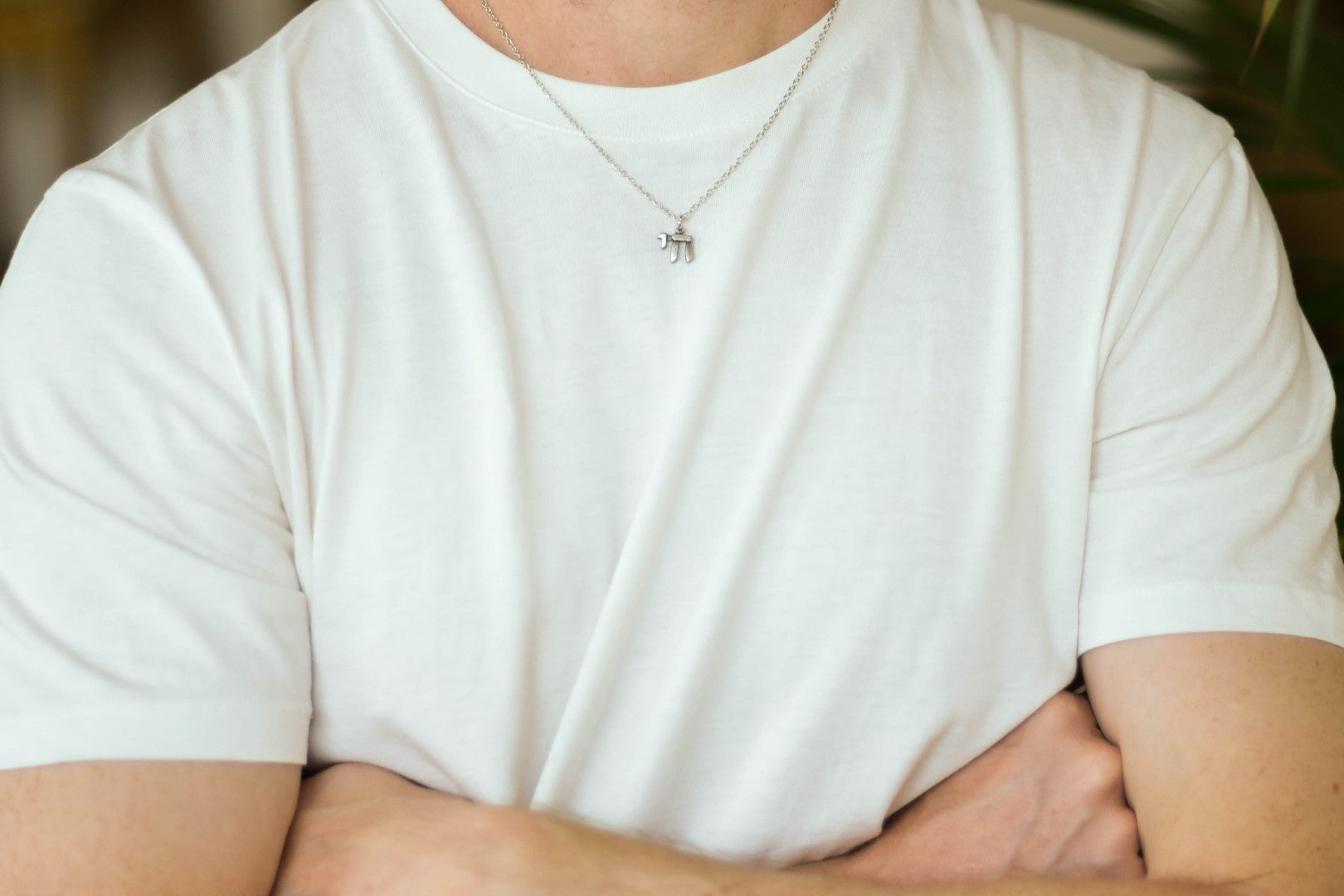 Chai necklace for men, stainless steel chain, Hai - shani-adi-jewerly