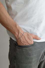 Silver links chain bracelet for men, stainless steel, jewelry for him - shani-adi-jewerly