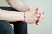 Silver UK bracelet for men, gray cord - shani-adi-jewerly
