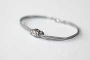 Silver UK bracelet for men, gray cord - shani-adi-jewerly