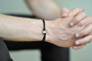 Number bracelet for men, black cord, personalised jewelry - shani-adi-jewerly
