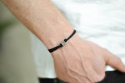 Number bracelet for men, black cord, personalised jewelry - shani-adi-jewerly