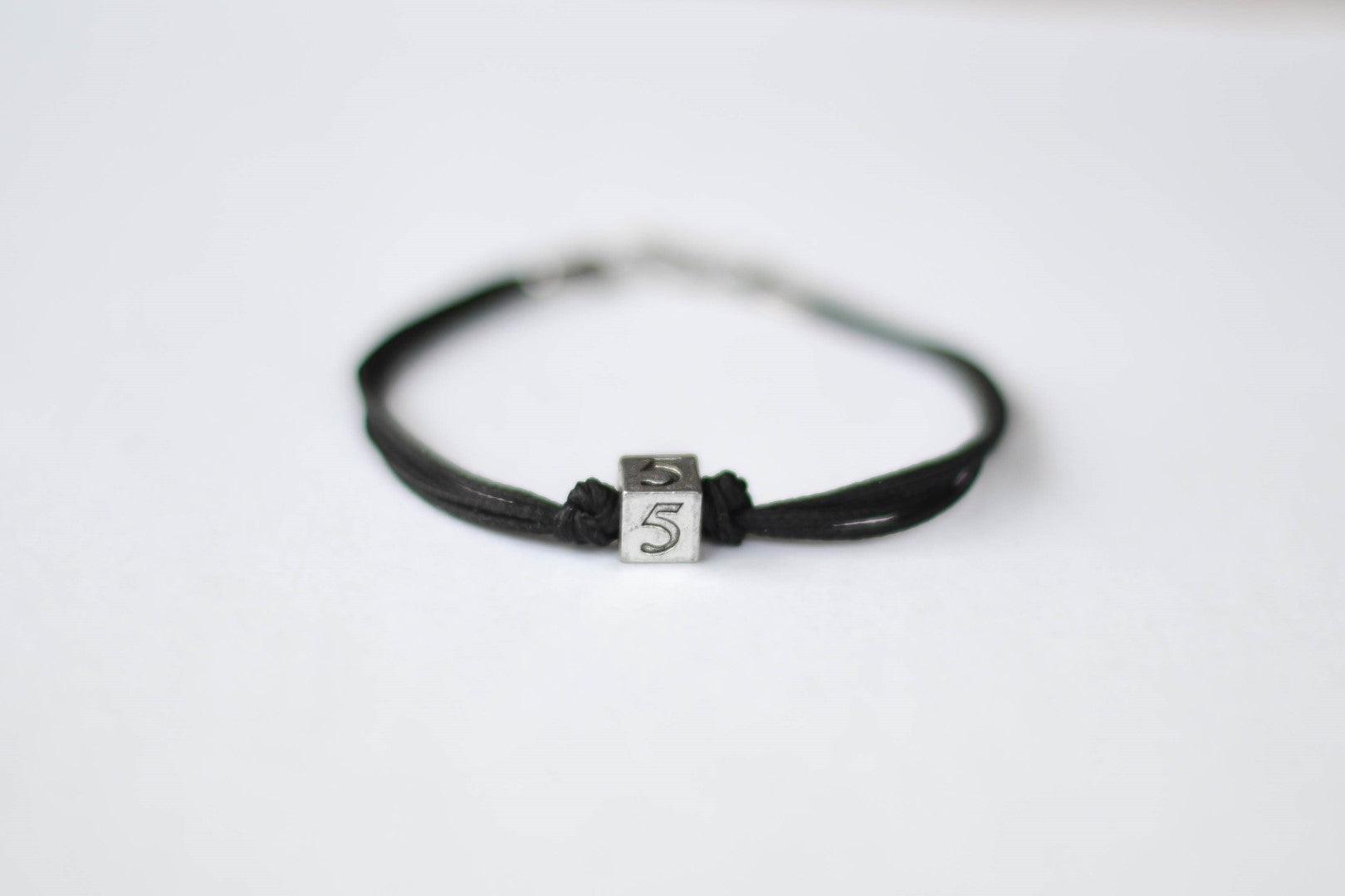 Number bracelet for men, black cord, personalised jewelry - shani-adi-jewerly
