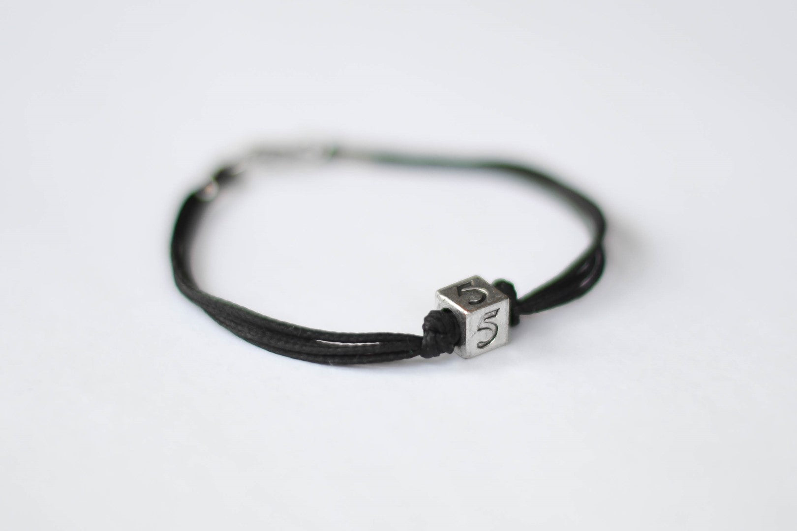 Number bracelet for men, black cord, personalised jewelry - shani-adi-jewerly