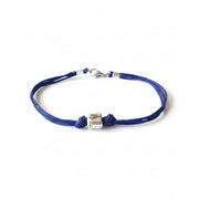 Silver tube bracelet for men with blue cord - shani-adi-jewerly