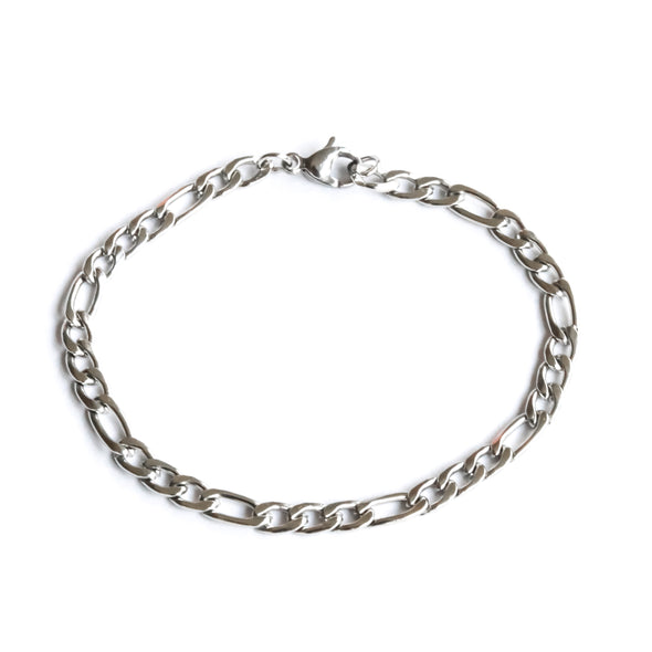 Silver links chain bracelet for men, cable Figaro gourmet chain, waterproof, gift for him, mens jewelry, minimalist jewelry, fathers day
