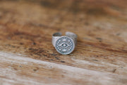 Silver evil eye coin ring for women - shani and Adi Jewelry
