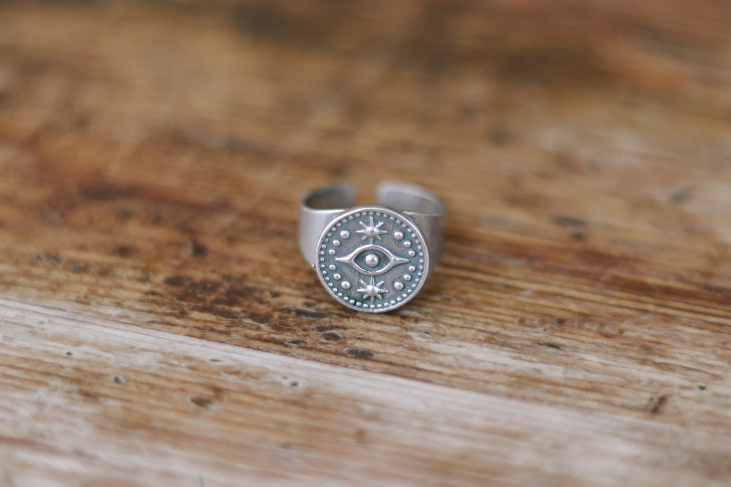 Silver evil eye coin ring for women - shani and Adi Jewelry
