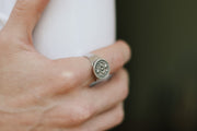 silver evil eye coin ring for men - shani and Adi Jewelry