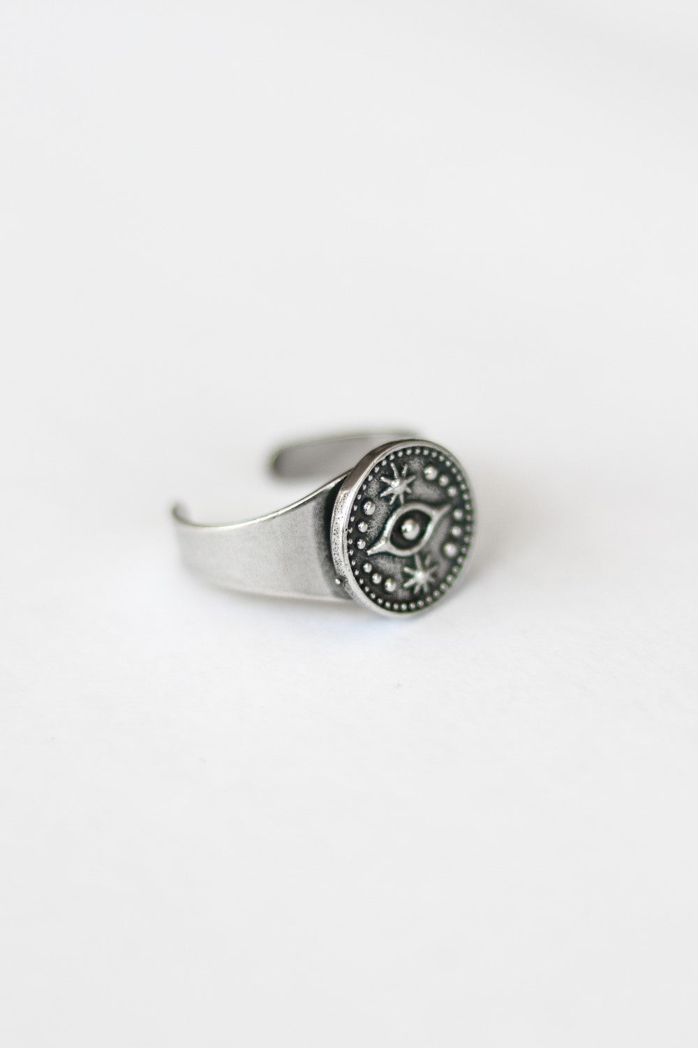 Silver evil eye coin ring for women - shani and Adi Jewelry