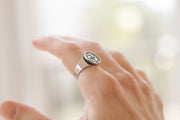 silver evil eye coin ring for men - shani and Adi Jewelry