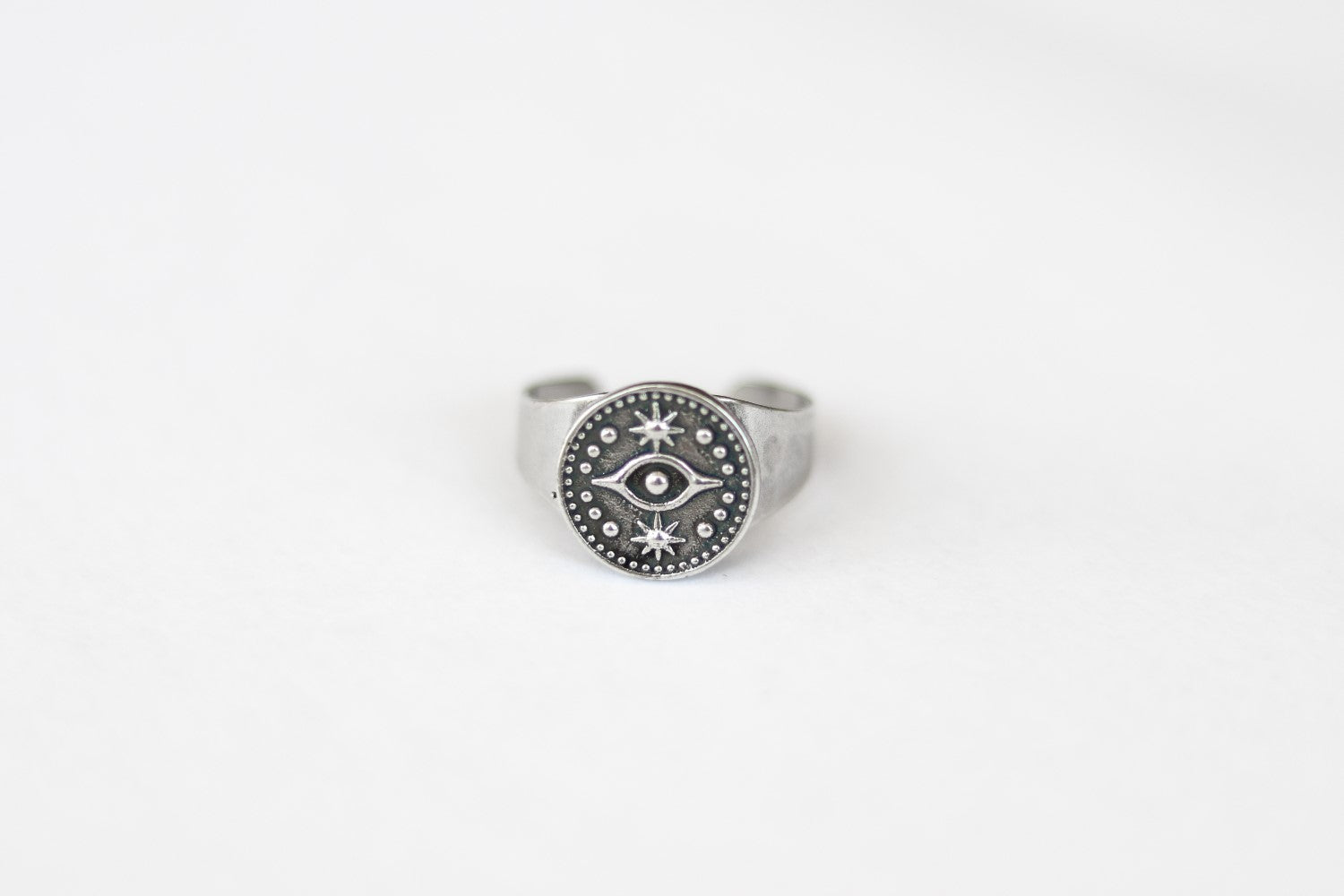 Silver evil eye coin ring for women - shani and Adi Jewelry