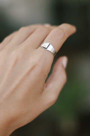 Silver diamond shape pyramid ring for women - shani and Adi Jewelry