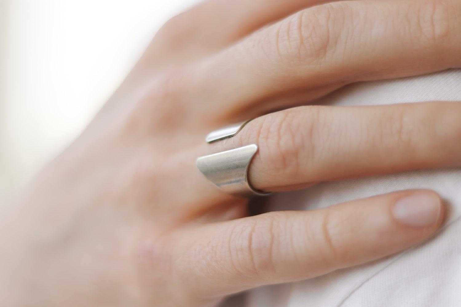 silver front open ring for men - shani and Adi Jewelry