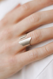 silver front open ring for men - shani and Adi Jewelry
