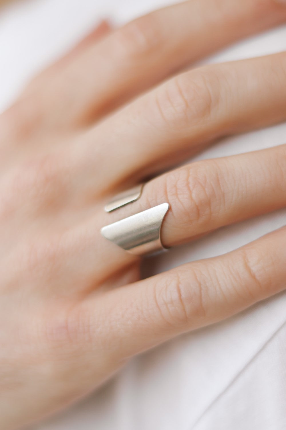 silver front open ring for men - shani and Adi Jewelry