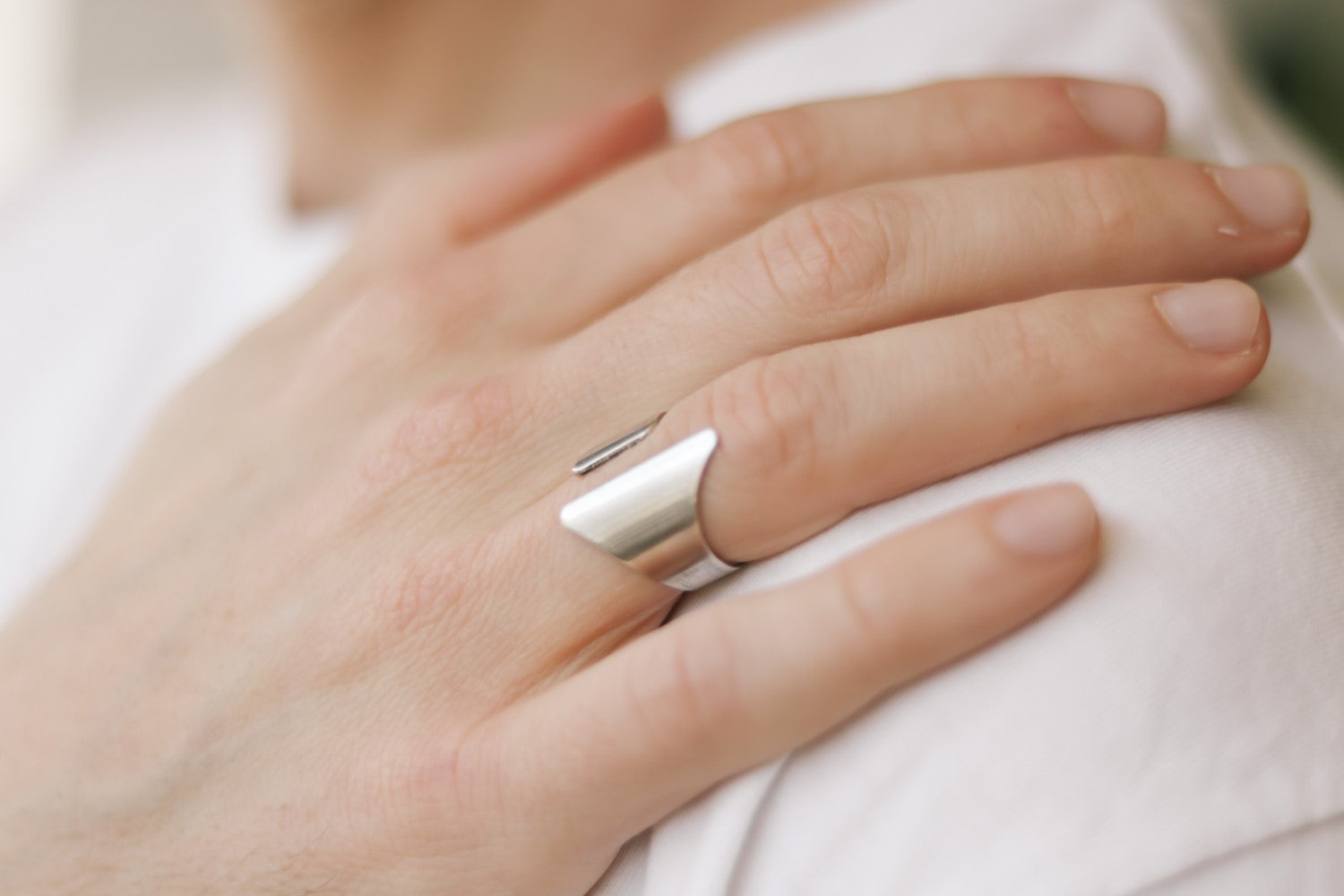 silver front open ring for men - shani and Adi Jewelry
