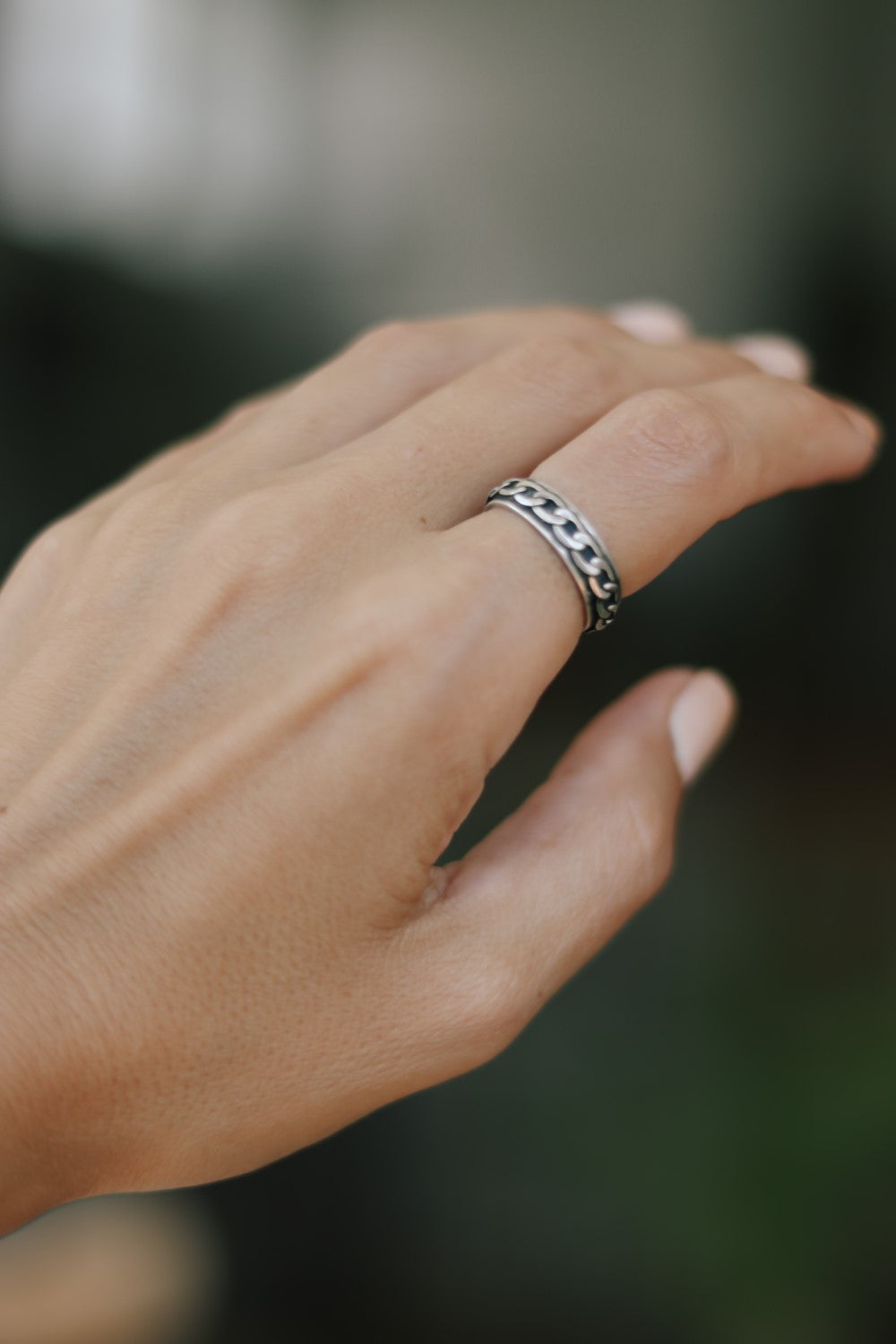silver chain ring for women - shani and Adi Jewelry