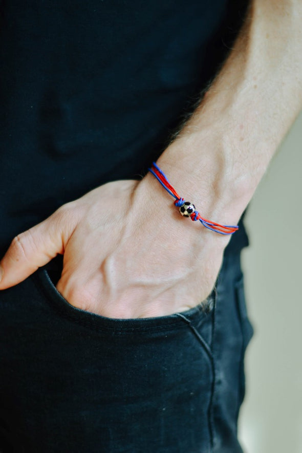 Red and blue soccer bracelet for men - shani-adi-jewerly