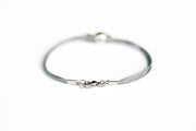 Men's bracelet with silver bead charm and a gray cord - shani-adi-jewerly