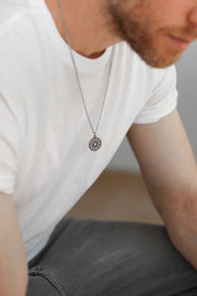 Lotus pendant necklace for men, stainless steel Sahasrara necklace, waterproof - shani-adi-jewerly