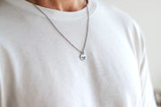 Silver Lotus necklace for men, stainless steel chain necklace, waterproof - shani-adi-jewerly