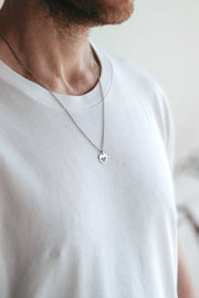Silver Lotus necklace for men, stainless steel chain necklace, waterproof - shani-adi-jewerly