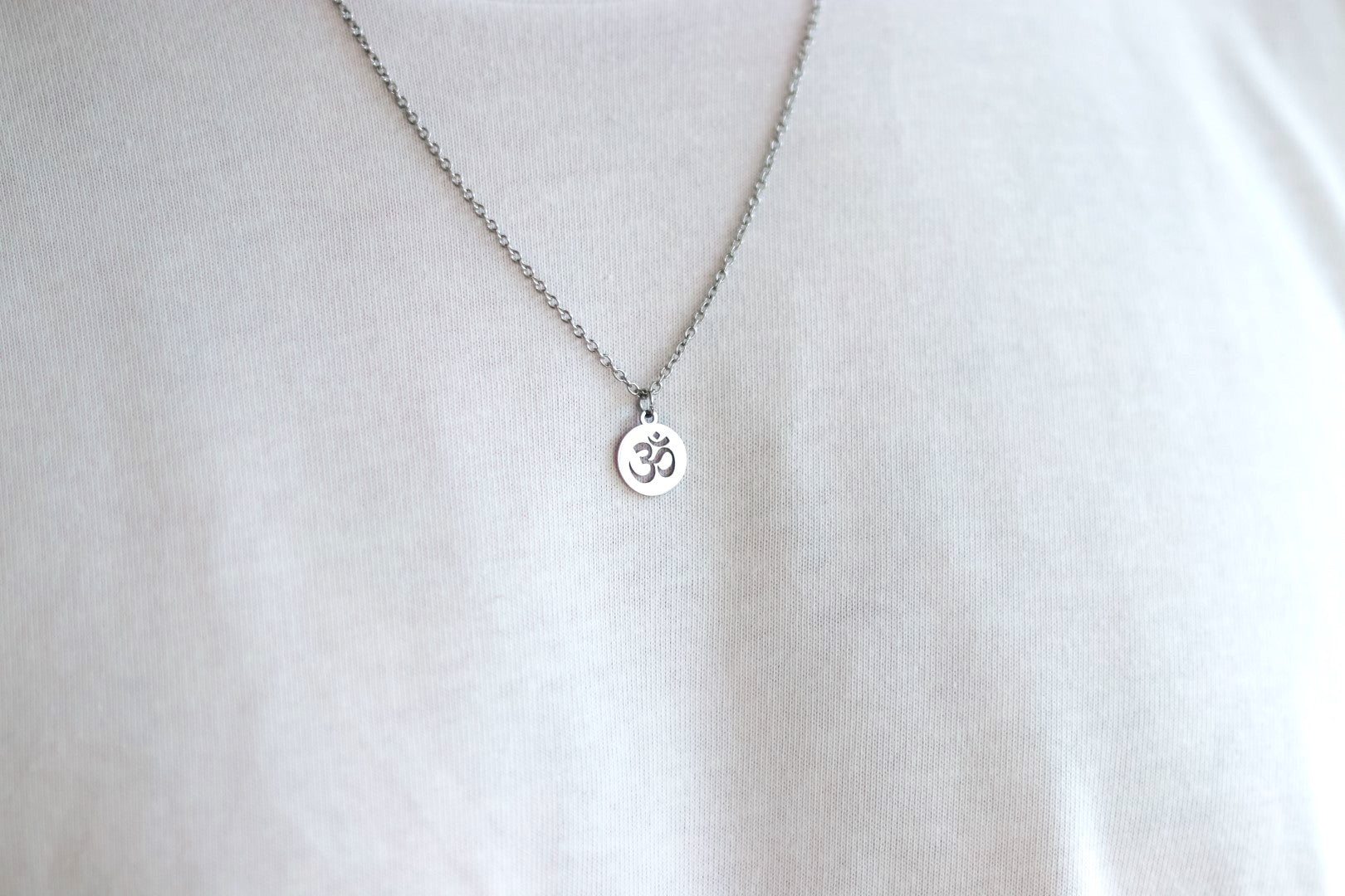 Silver Lotus necklace for men, stainless steel chain necklace, waterproof - shani-adi-jewerly