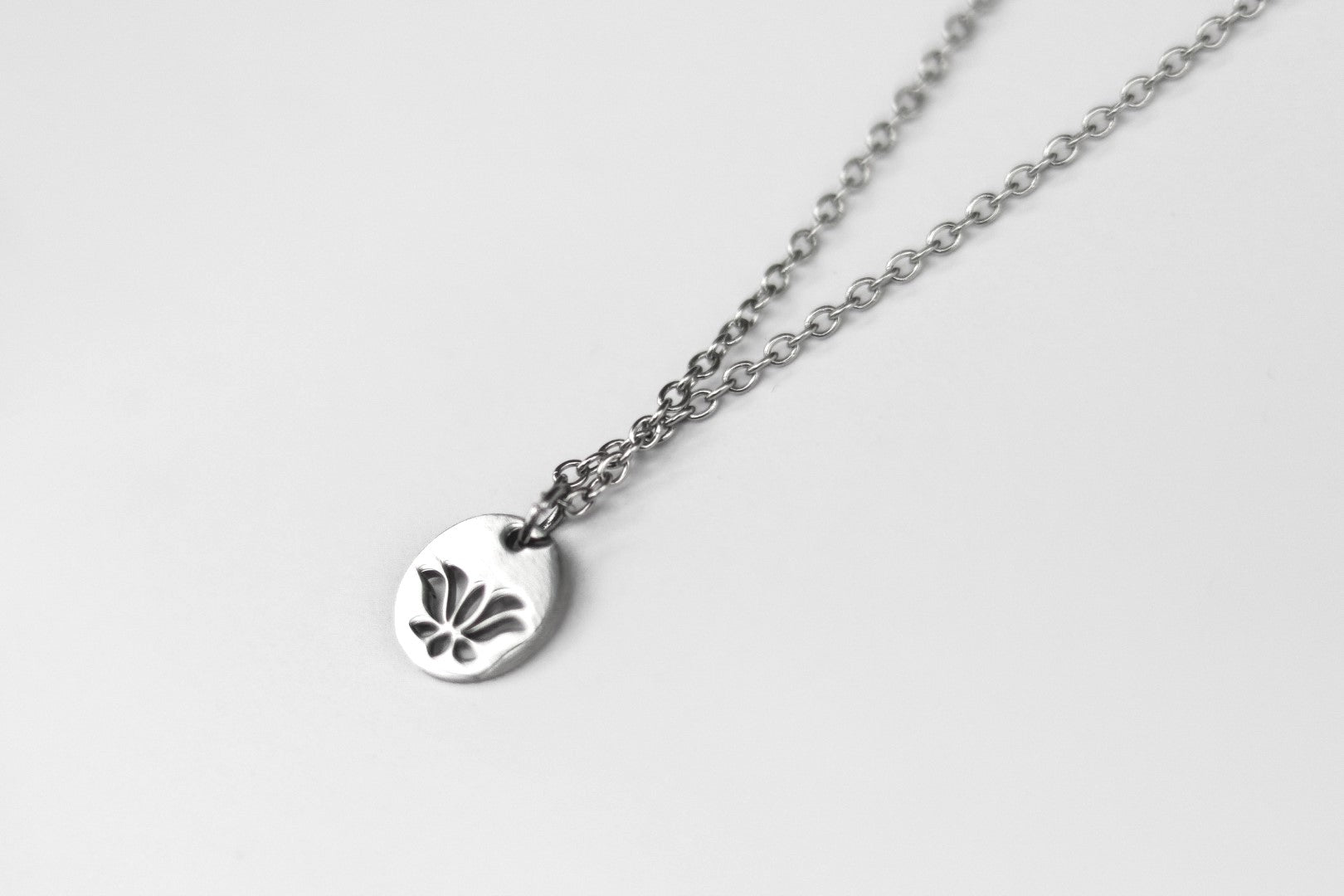 Silver Lotus necklace for men, stainless steel chain necklace, waterproof - shani-adi-jewerly