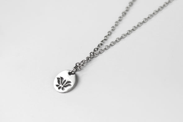 Silver Lotus necklace for men, stainless steel chain necklace, waterproof - shani-adi-jewerly
