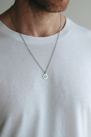 Silver sun necklace for men, stainless steel chain necklace - shani-adi-jewerly