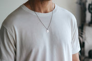 Silver sun necklace for men, stainless steel chain necklace - shani-adi-jewerly