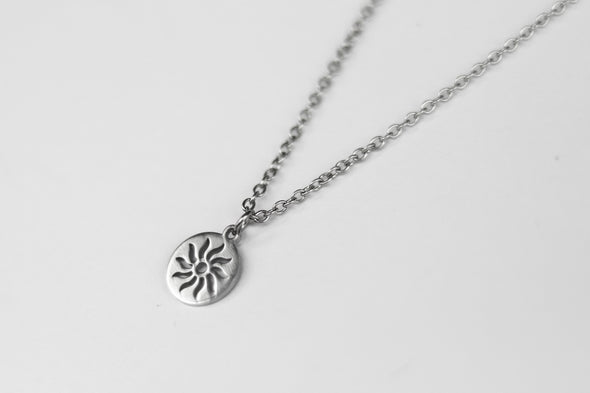 Silver sun necklace for men, stainless steel chain necklace - shani-adi-jewerly