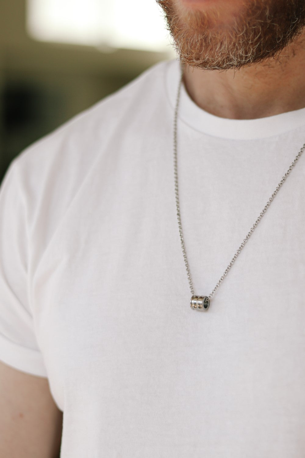 Silver bead chain necklace for men, waterproof jewelry for him, gift wrapped
