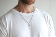 Silver Wishbone necklace for men, stainless steel chain necklace - shani-adi-jewerly