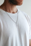 Silver Wishbone necklace for men, stainless steel chain necklace - shani-adi-jewerly