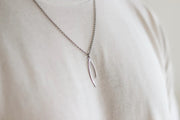 Silver Wishbone necklace for men, stainless steel chain necklace - shani-adi-jewerly