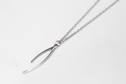 Silver Wishbone necklace for men, stainless steel chain necklace - shani-adi-jewerly