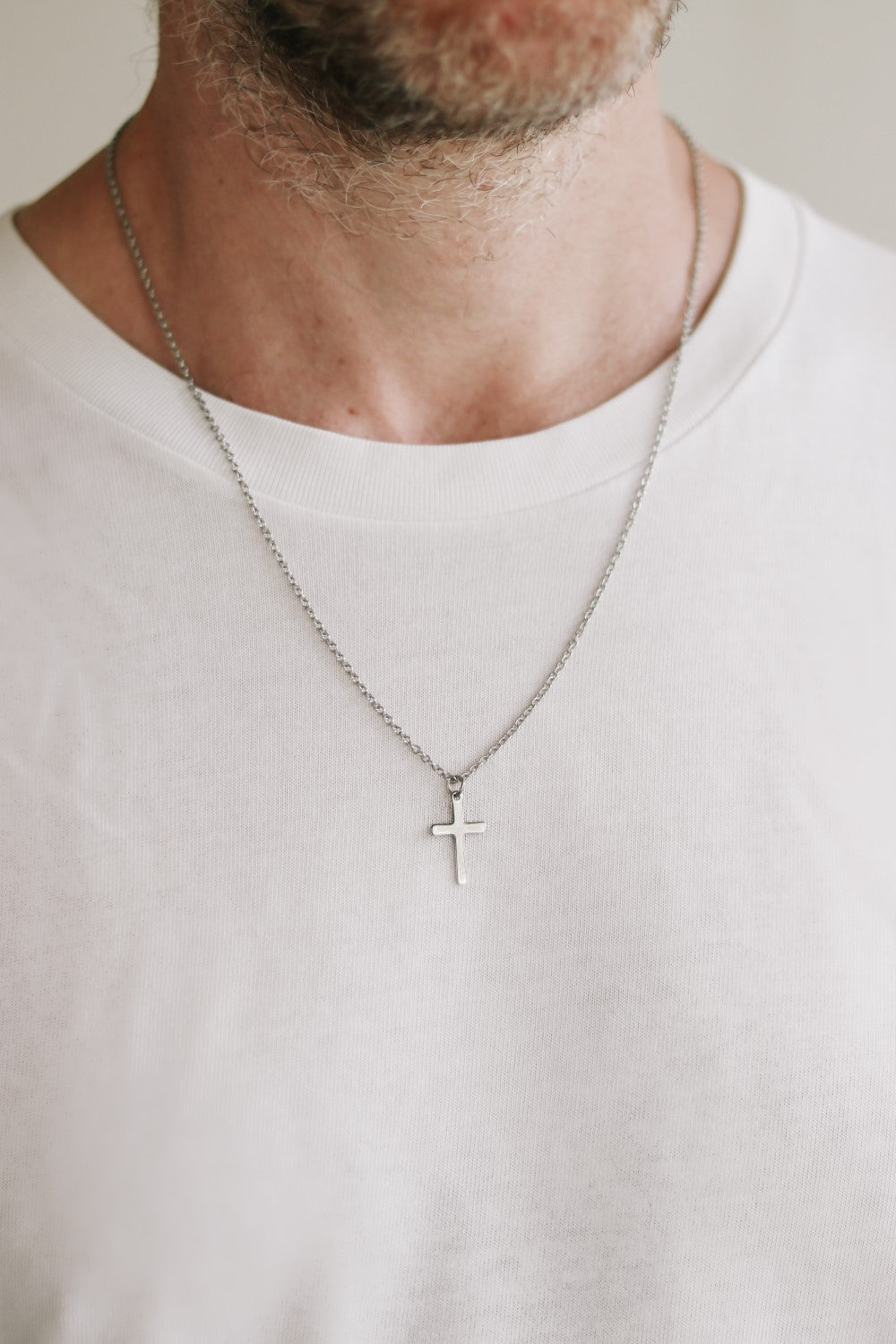 Cross necklace for men silver chain