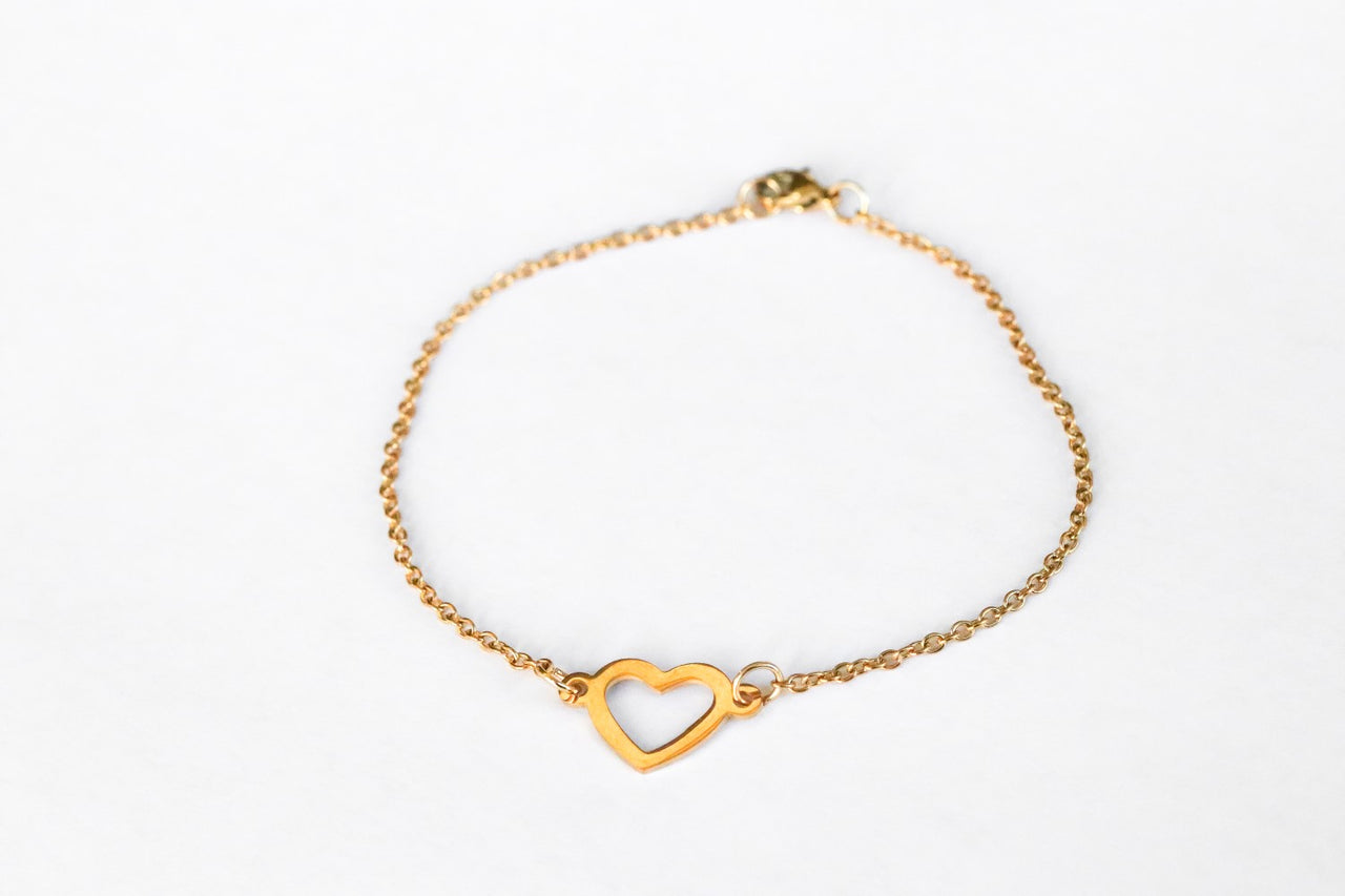 Heart anklet, gold tone chain ankle bracelet, custom size