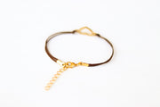 gold heart bracelet brown string for women