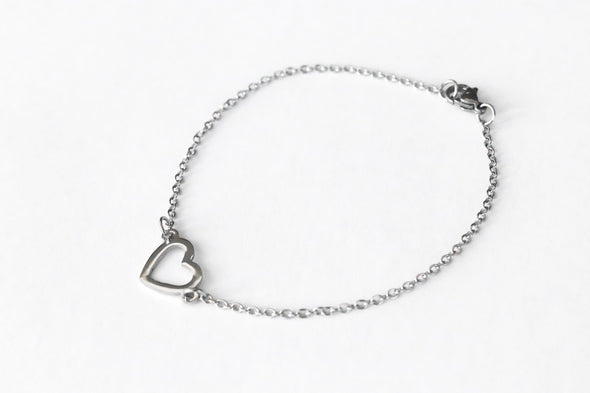 Heart anklet, waterproof silver chain ankle bracelet, custom length, festival jewelry