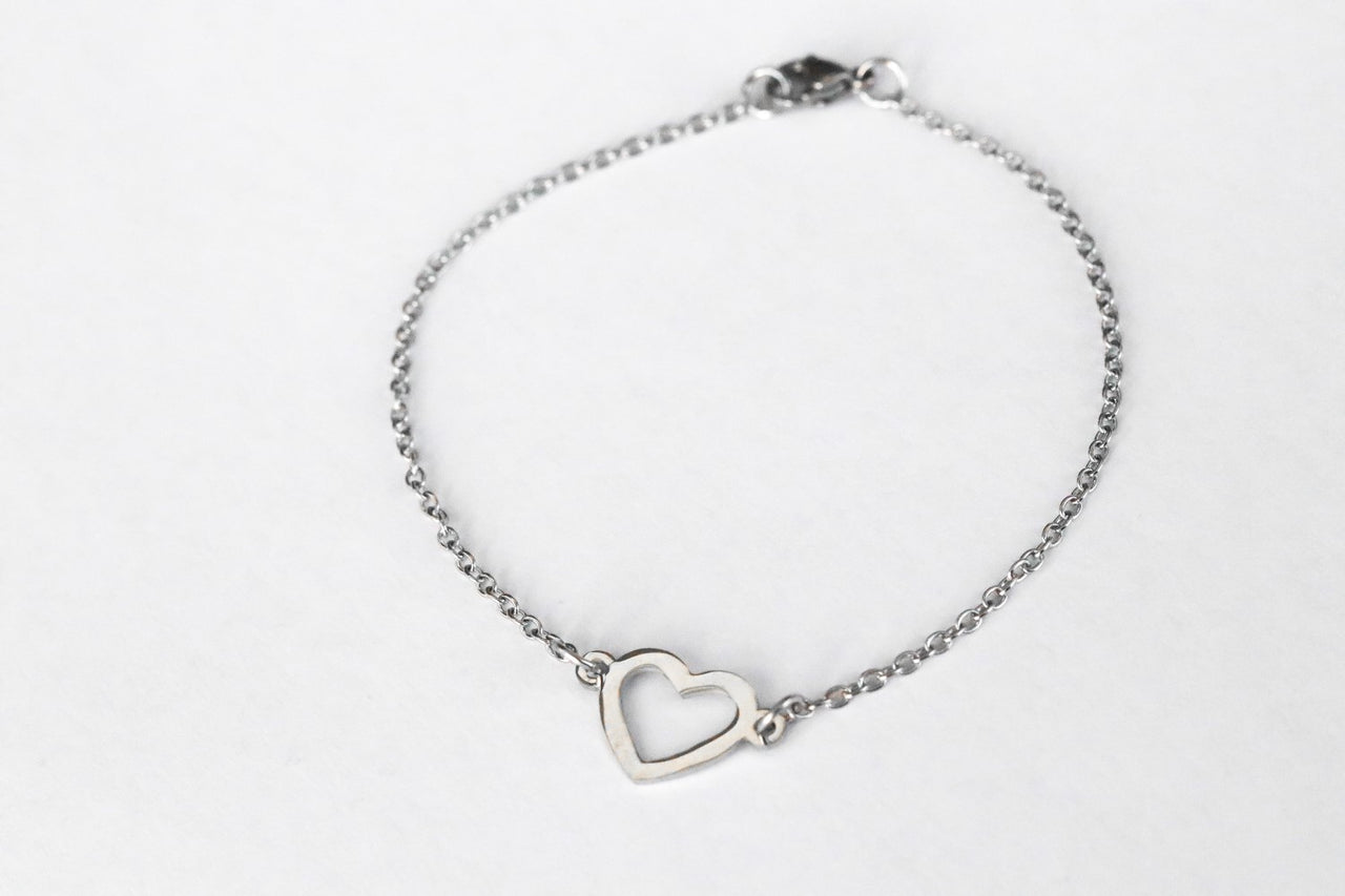 Heart anklet, waterproof silver chain ankle bracelet, custom length, festival jewelry