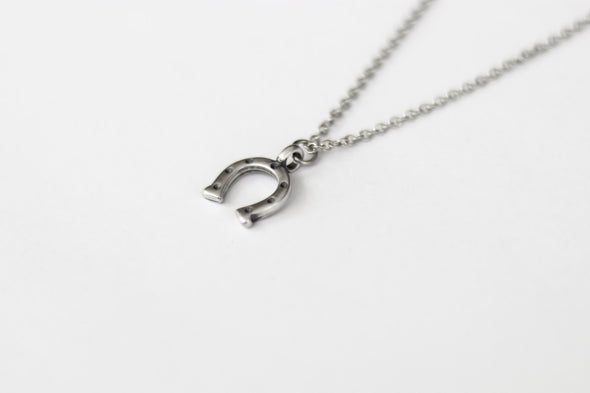 Horseshoe necklace for men, silver chain, gift for him, cowboy necklace
