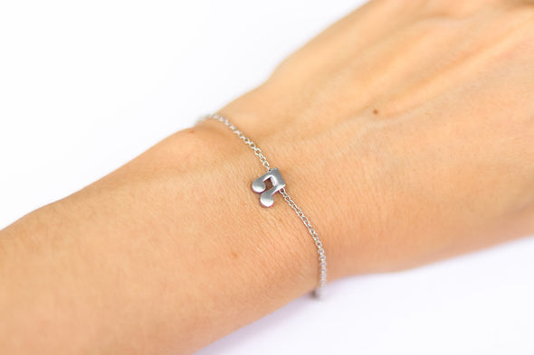 Music note bracelet, waterproof silver chain bracelet, tiny music note charm bracelet, gift for her