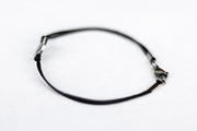 handmade silver om bracelet for men, black cord - shani and adi jewelry