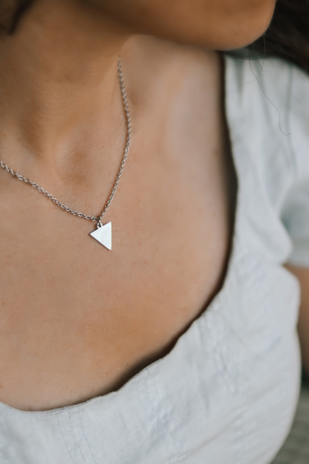 Silver triangle necklace, small triangle pendant, waterproof chain necklace, bridesmaids gift for her, geometric, geometric necklace, girl