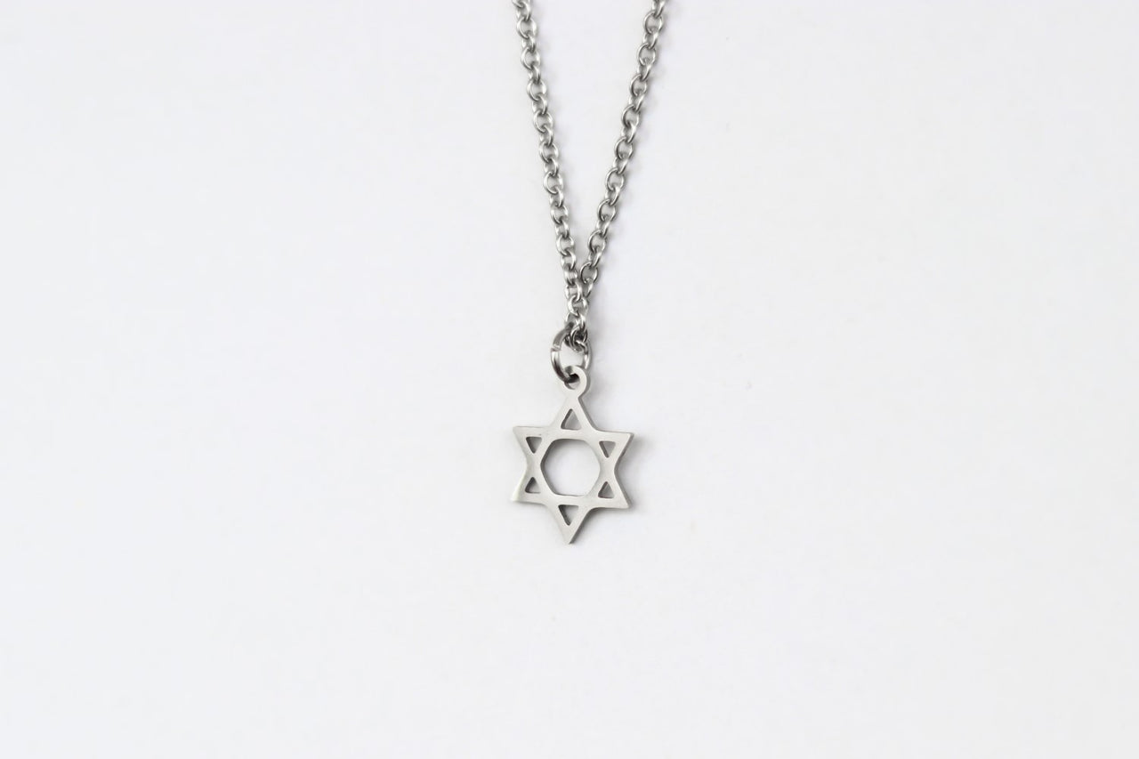 silver Star of David necklace for men