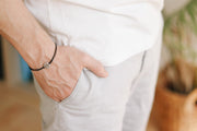 silver Sun bracelet for men black string