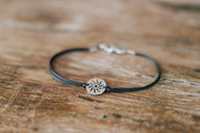 silver Sun bracelet for men black string